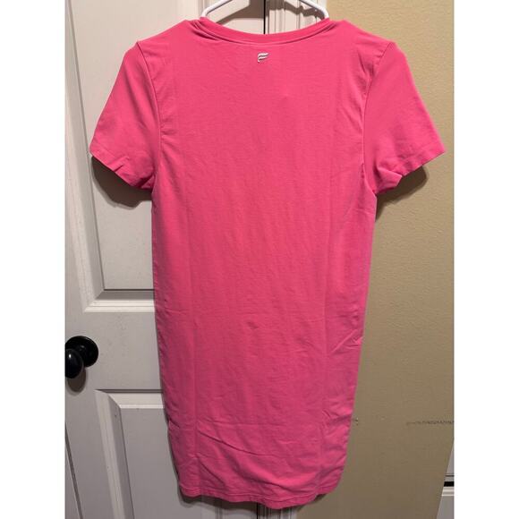 Fabletics Seamless Short Sleeve Mini Length Workout Dress Pink Cactus Sz L - Picture 9 of 11